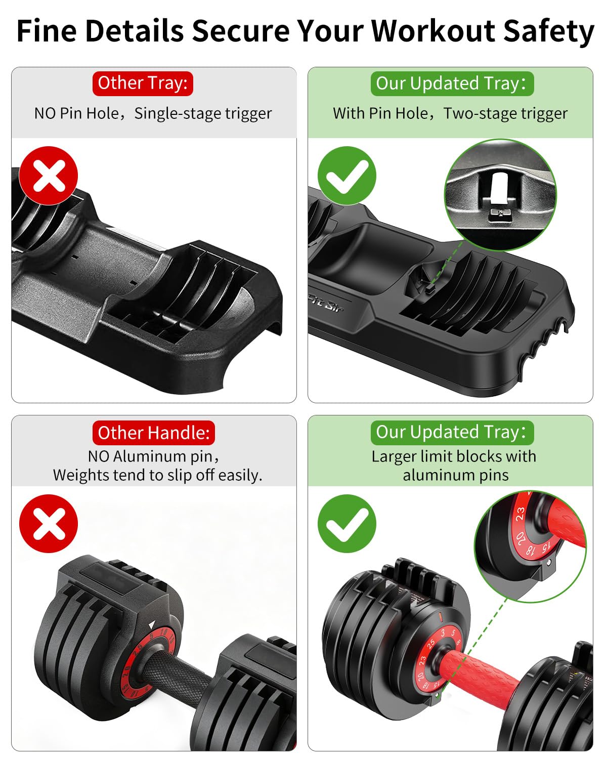 Adjustable Dumbbell Set 25LB/50LB/90LB with Storage Tray D590071