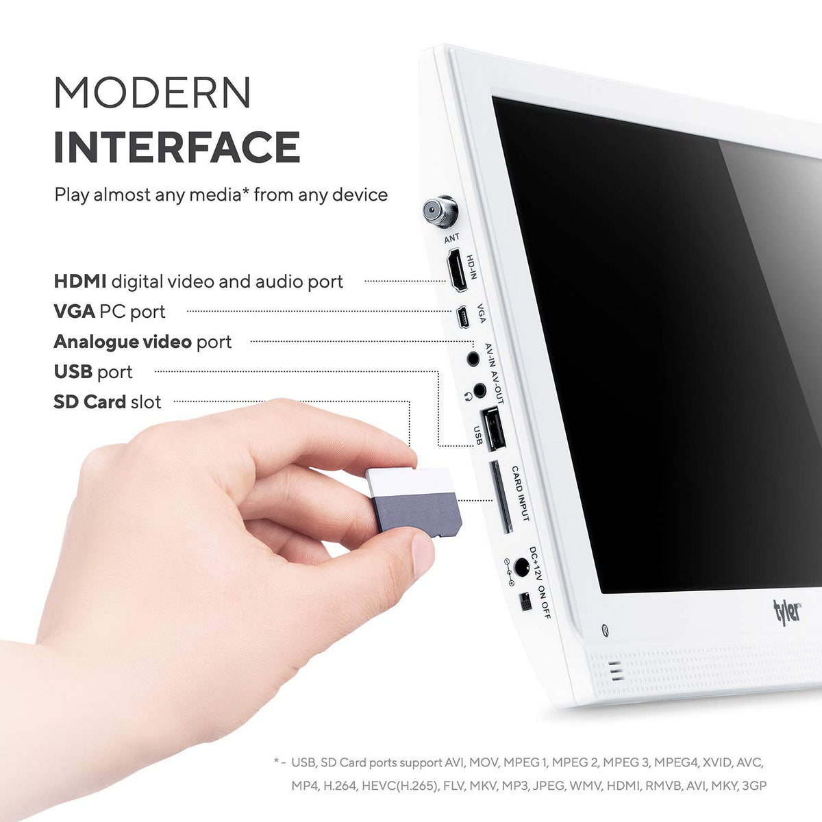 13.3” Portable TV LCD Monitor 1080P Rechargeable Lithium Battery G3858