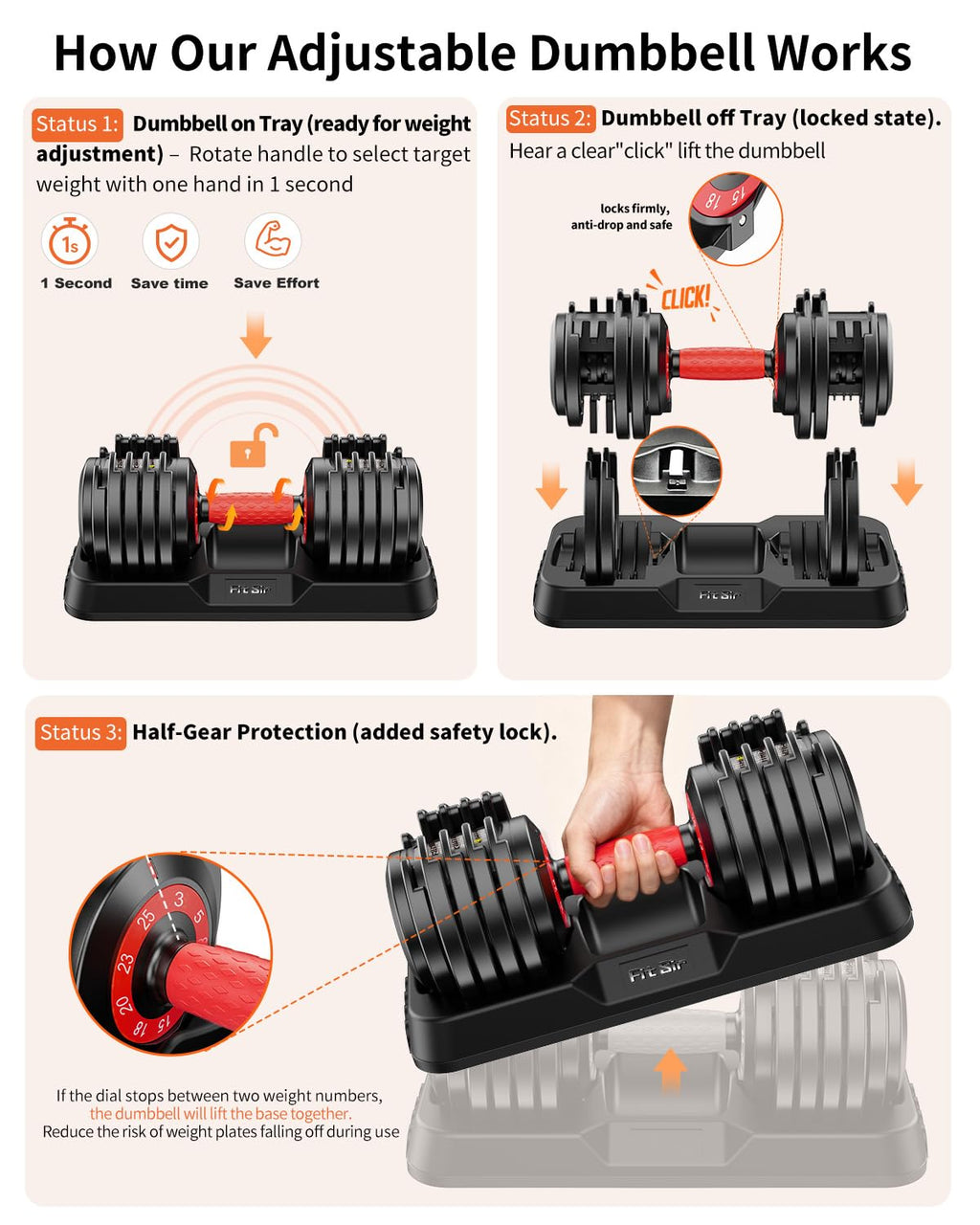 Adjustable Dumbbell Set 25LB/50LB/90LB with Storage Tray D590071