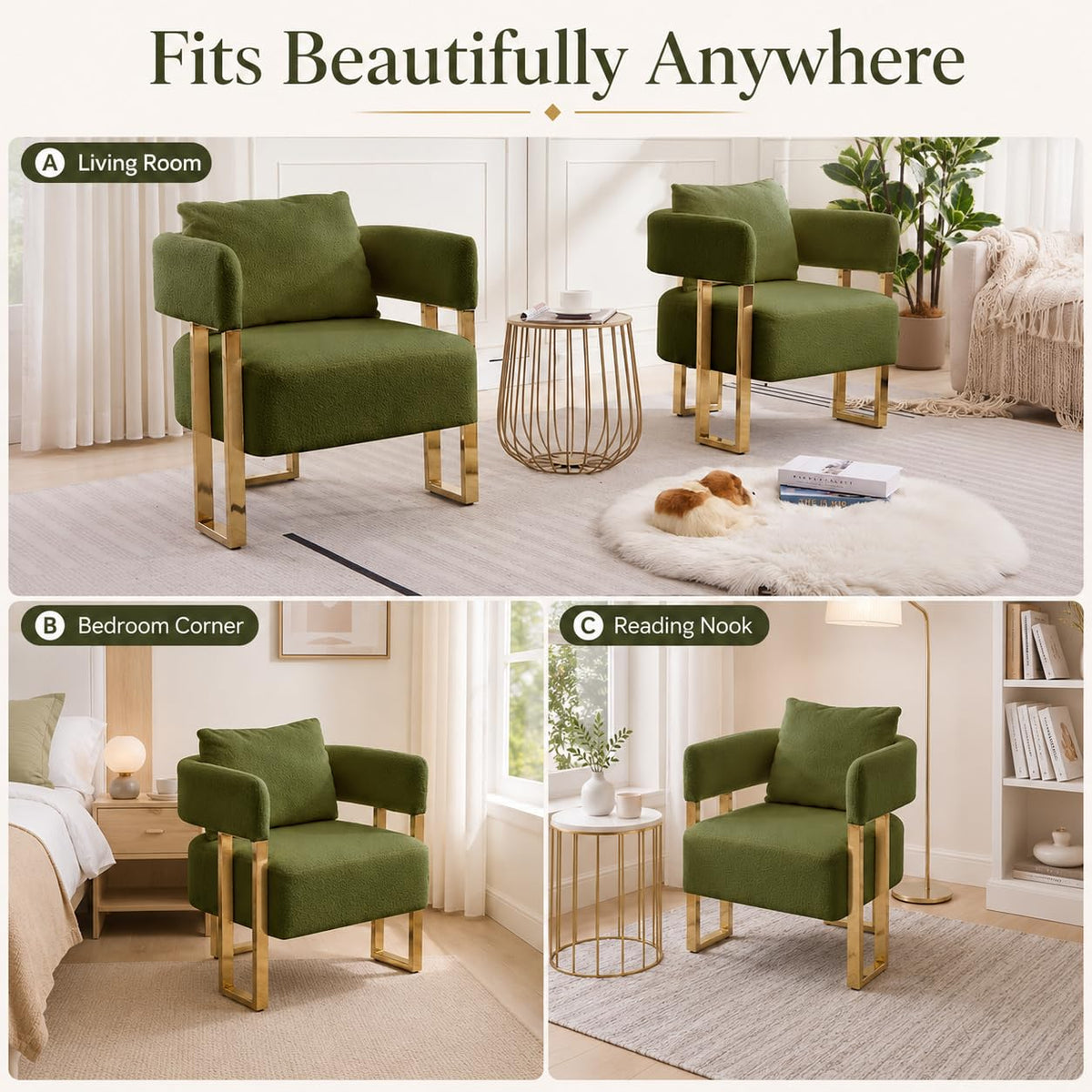 Green Teddy Accent Chair Set of 2 Upholstered Arm Chair R591610