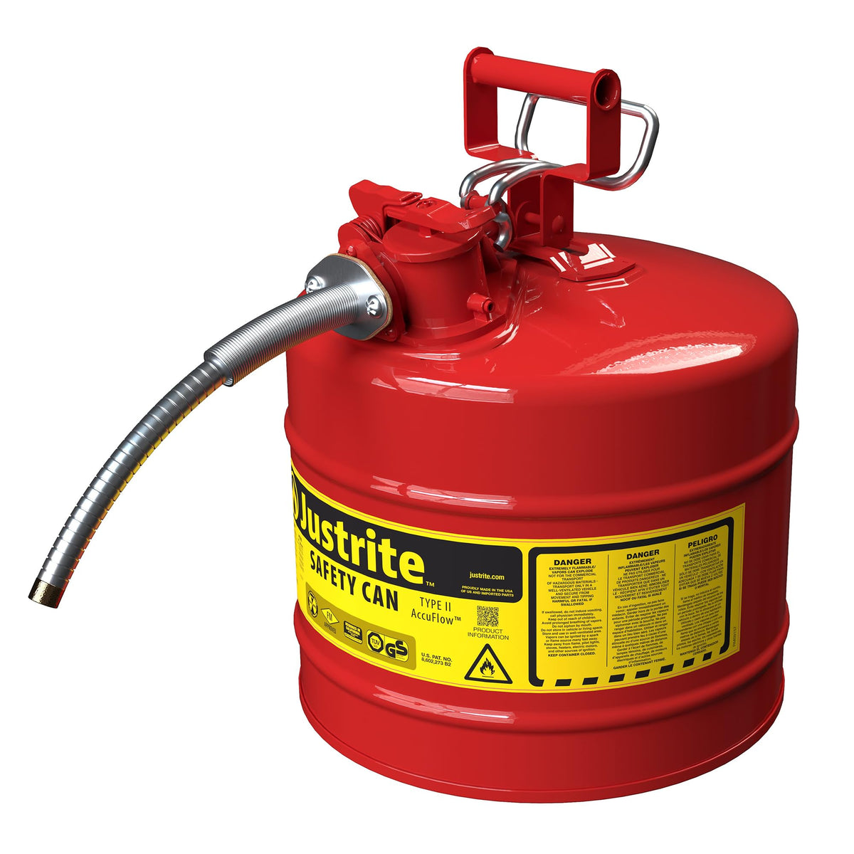 Red Galvanized Steel Gasoline Safety Can W309613