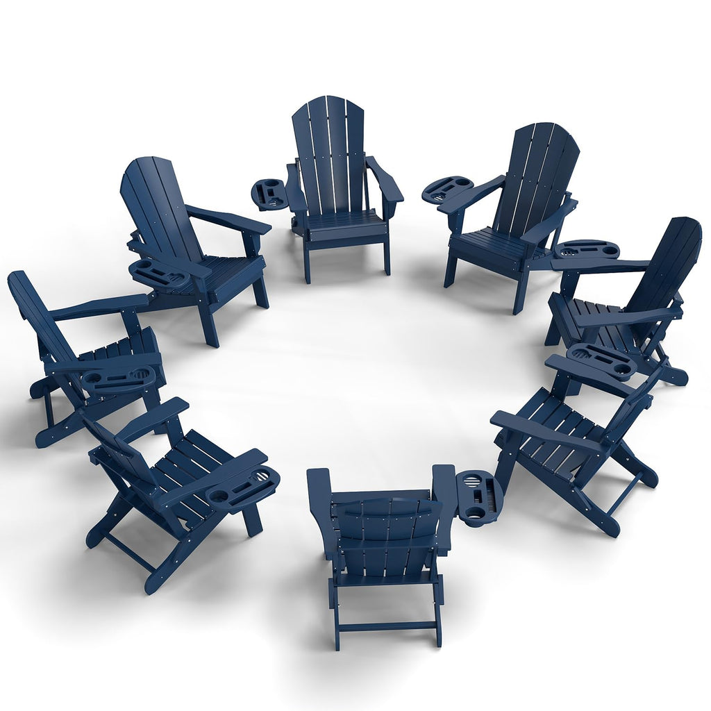 Folding Adirondack Chair Set of 8 with Cup Holder W7096