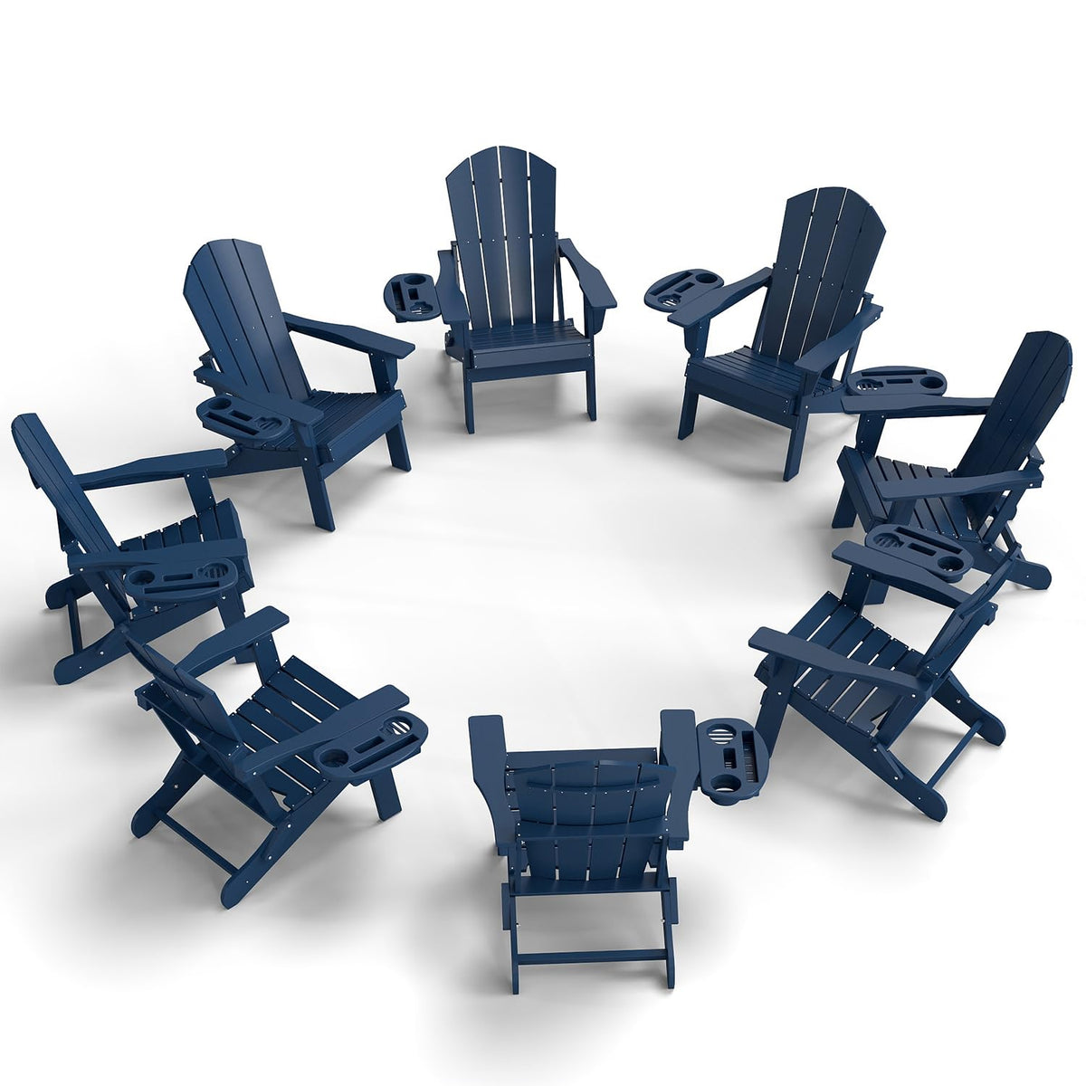Folding Adirondack Chair Set of 8 with Cup Holder W7096