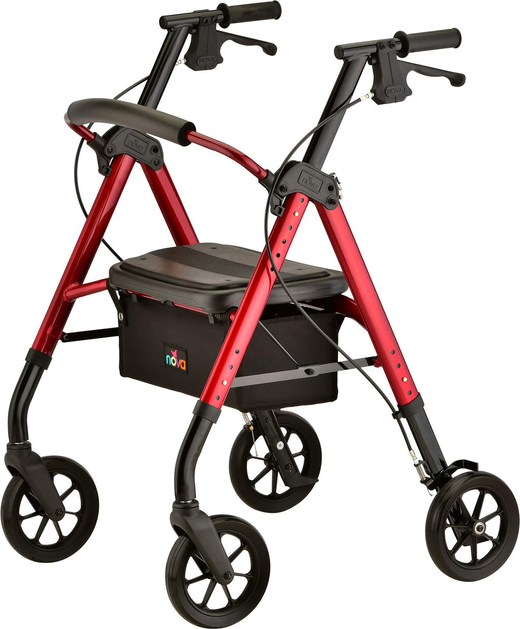 Heavy Duty Bariatric Rollator Walker, 450 lb Capacity, 8” All-Terrain Wheels, Red G68099