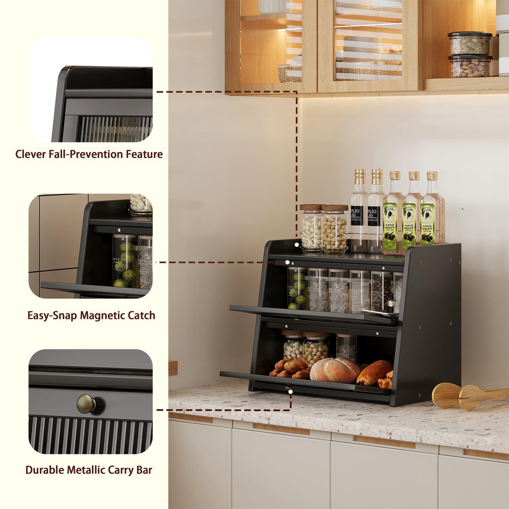 Large Bamboo Bread Box with Window H860440
