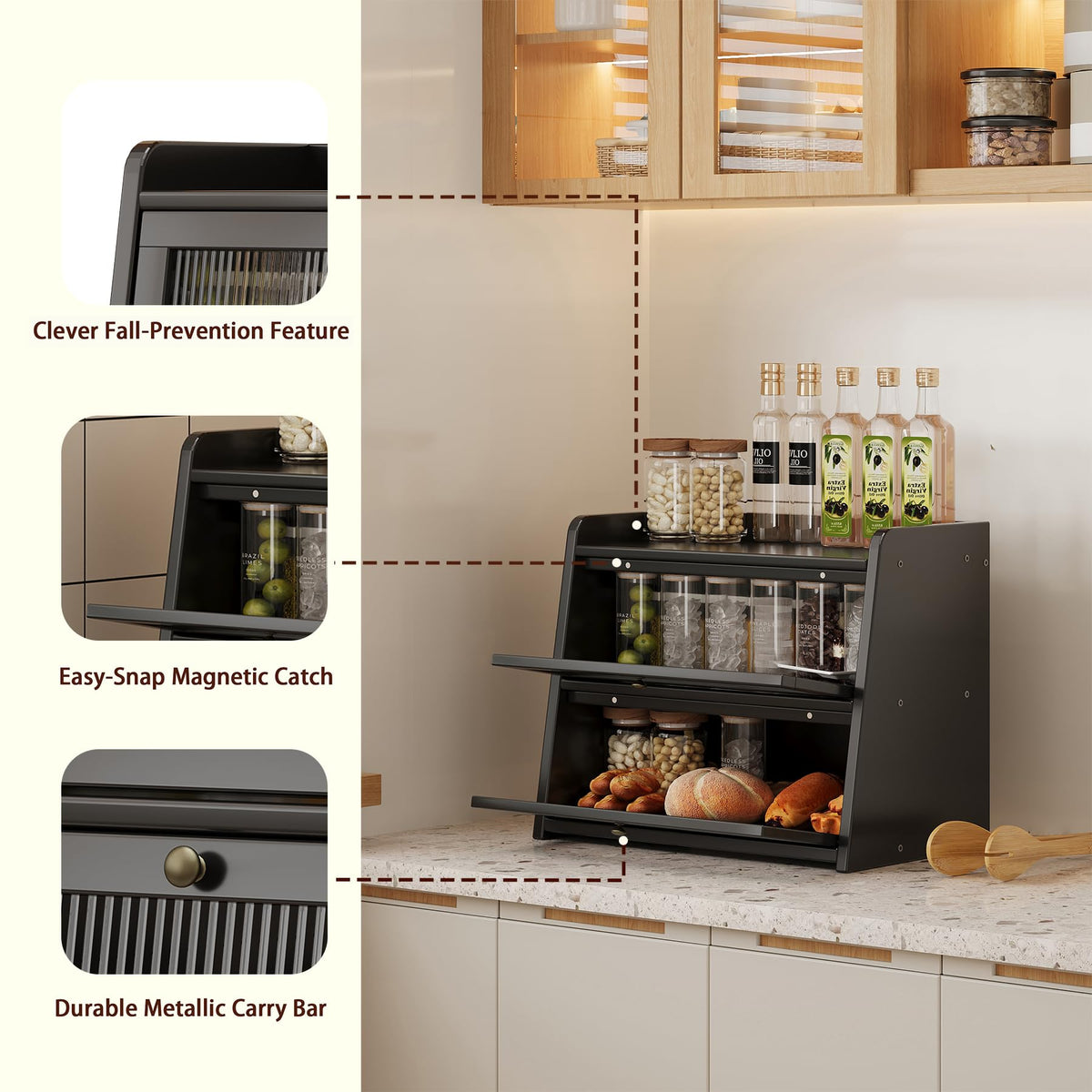 Large Bamboo Bread Box with Window H860440