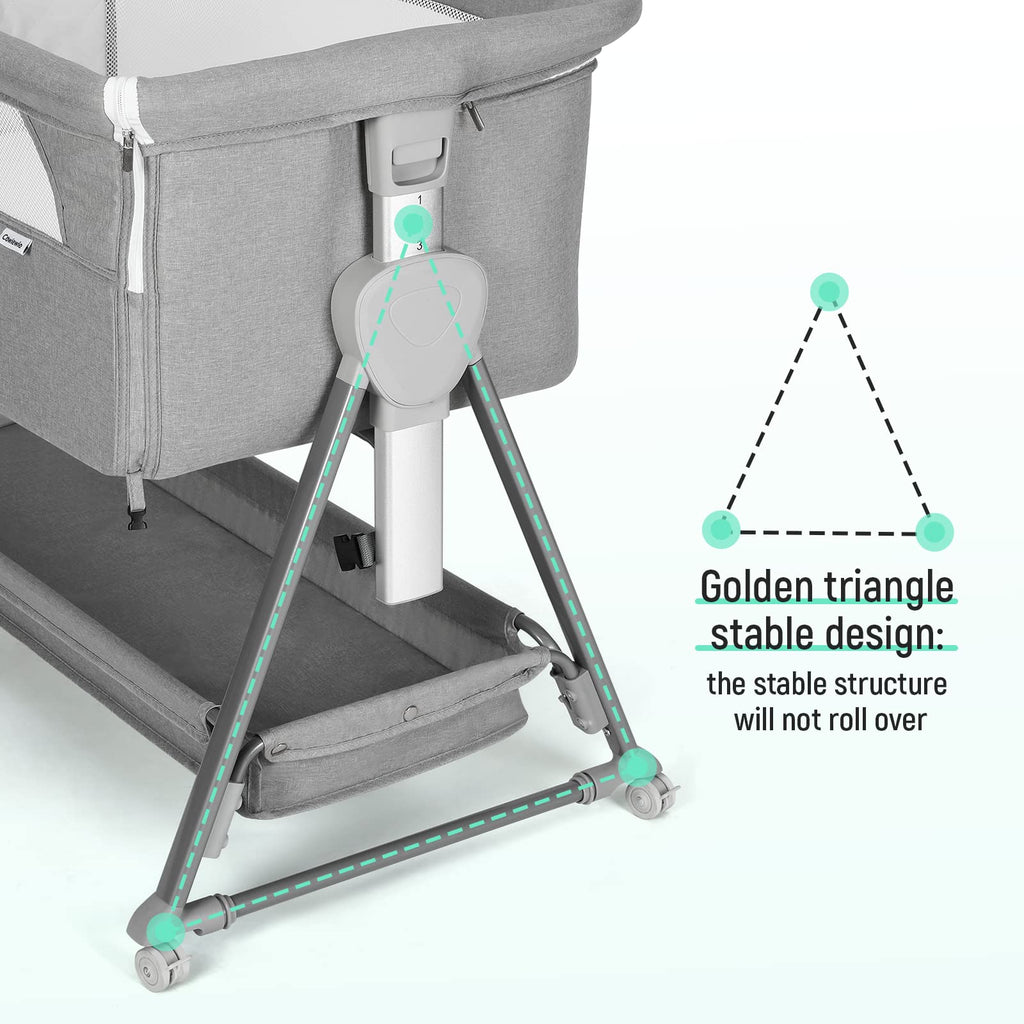 Baby Bassinet with 7 Adjustable Height, Breathable Mesh & Mattress B4265
