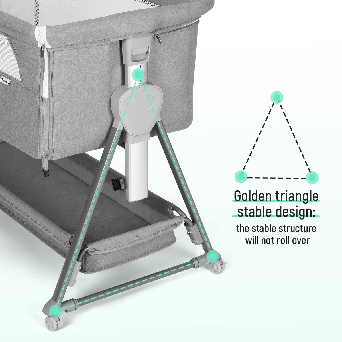 Baby Bassinet with 7 Adjustable Height, Breathable Mesh & Mattress B4265