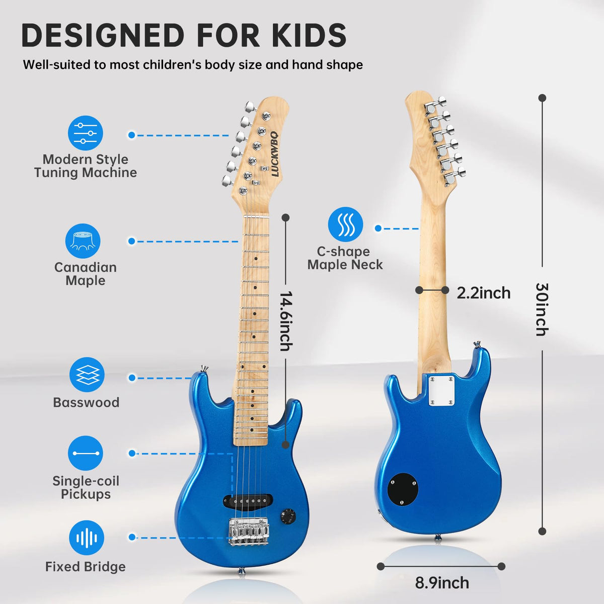 30 Inch Kids ST Style Mini Electric Guitar Beginner Kit with Amplifier G342