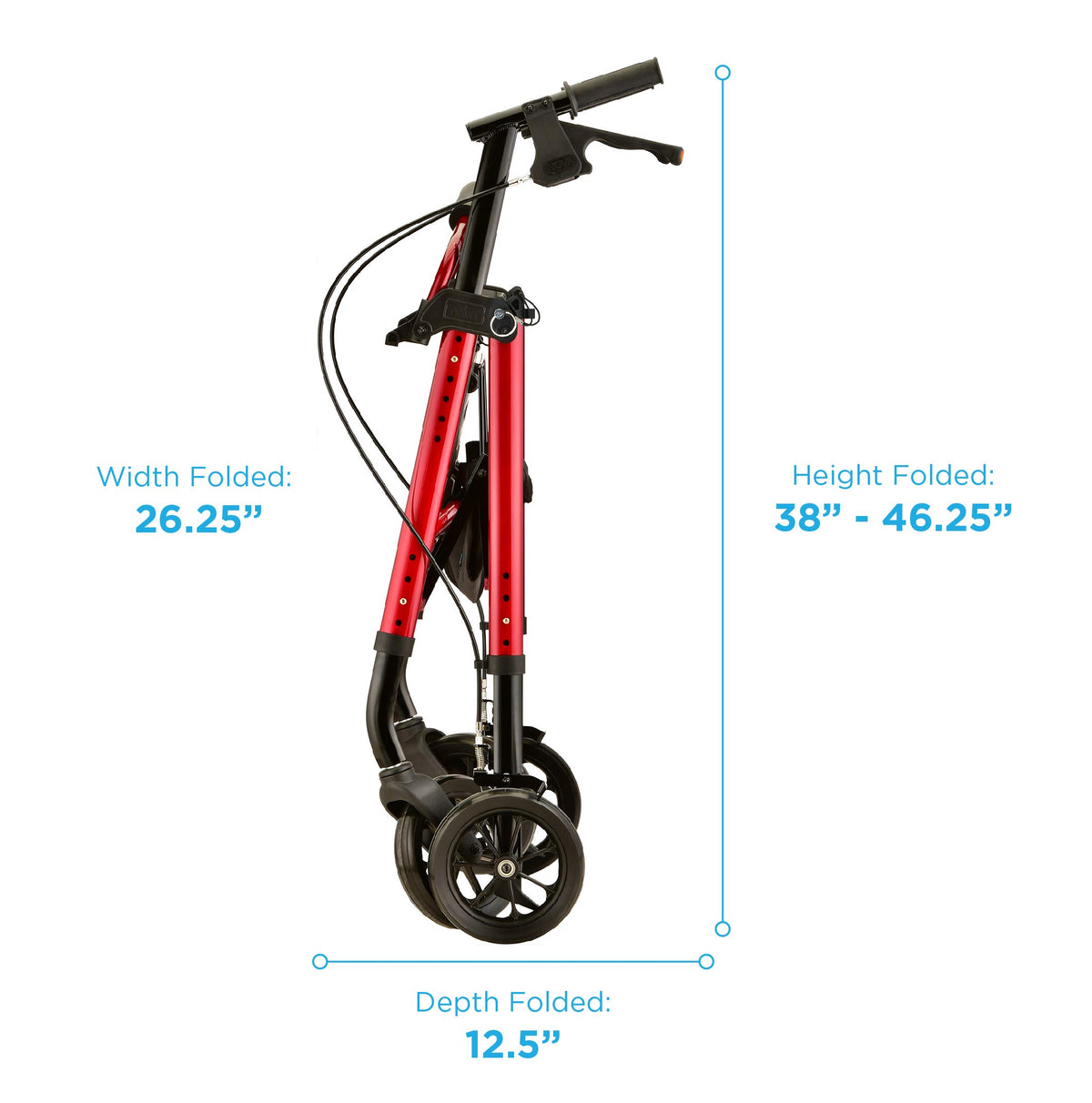 Heavy Duty Bariatric Rollator Walker, 450 lb Capacity, 8” All-Terrain Wheels, Red G68099