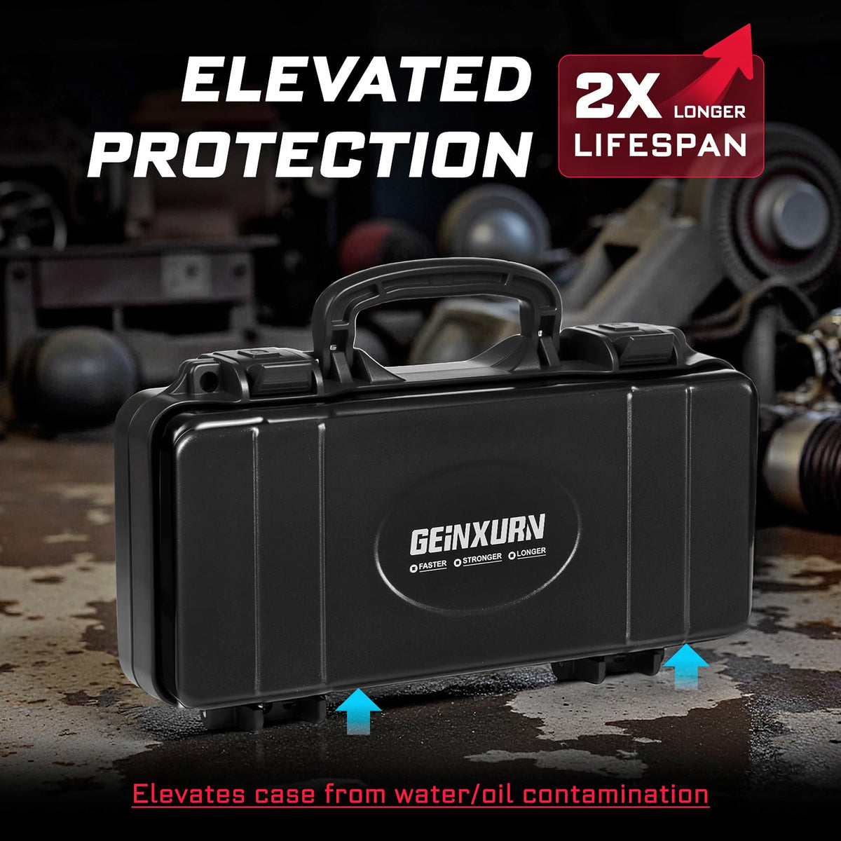 Black Steel Tool Box with Safety Latch and Handle F777139