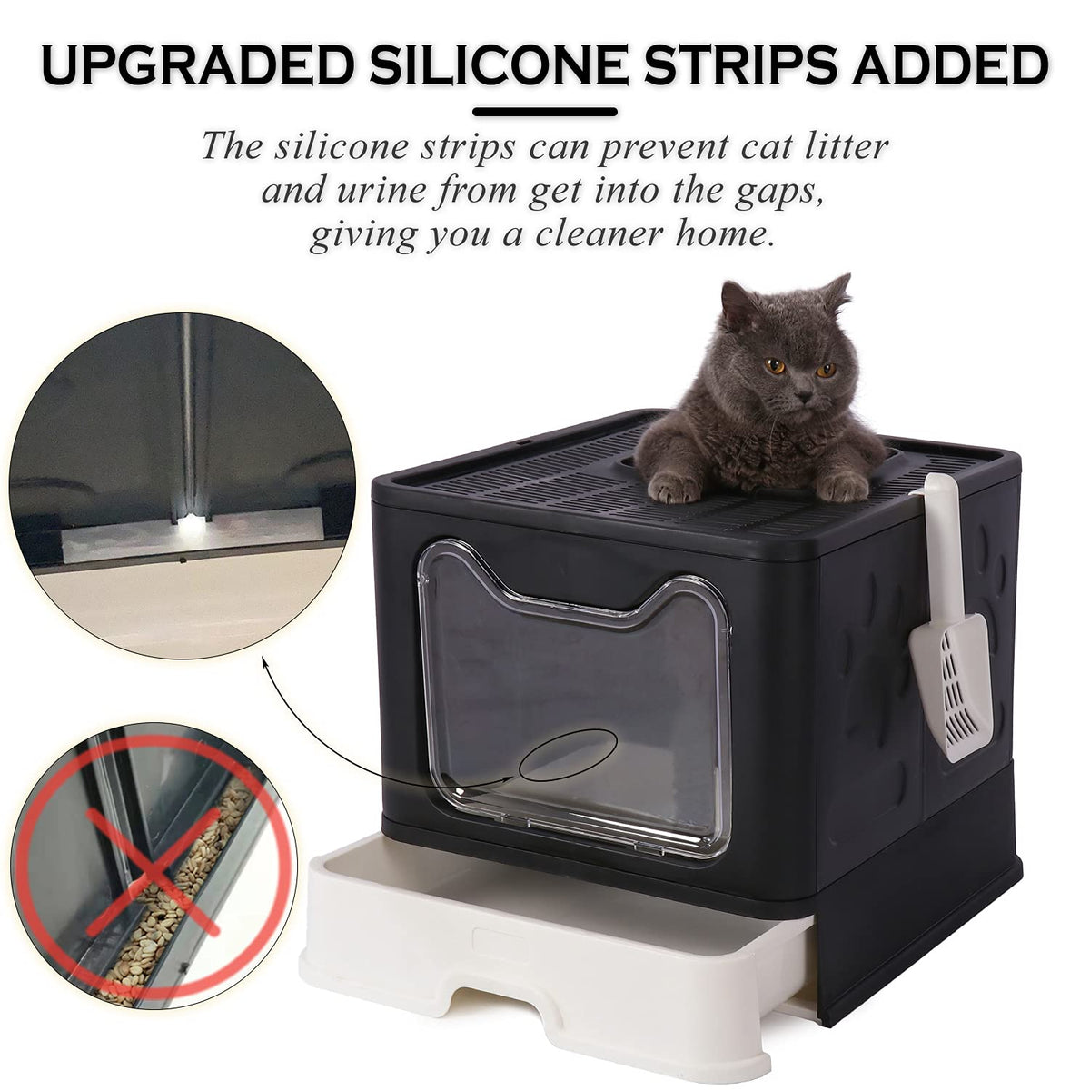 Foldable Large Cat Litter Box with Lid E746086