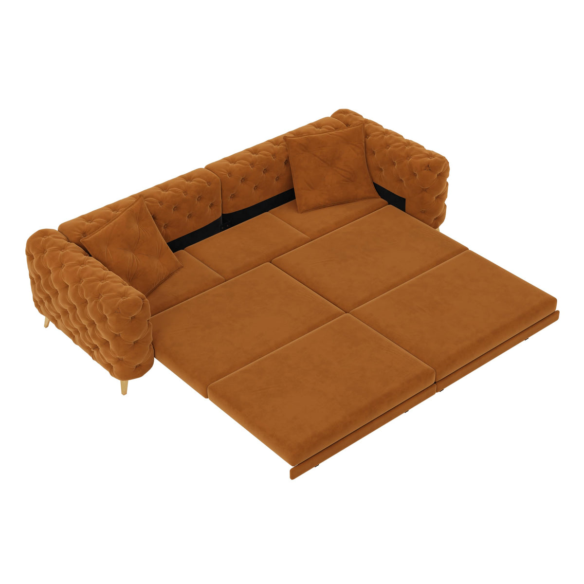 Orange Velvet 3 in 1 Convertible Sleeper Sofa J5754