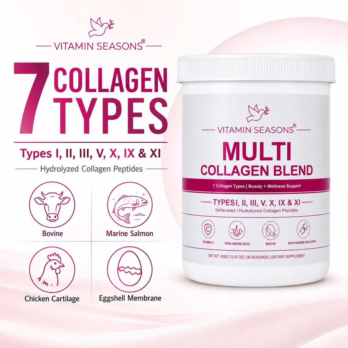 Unflavored Hydrolyzed Collagen Peptides Powder 15.16 oz X1641