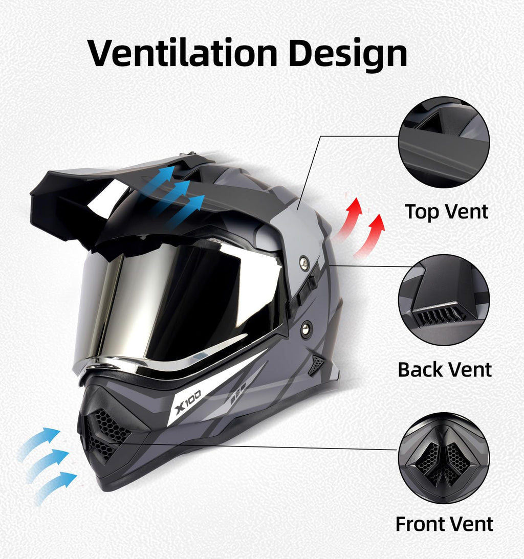 DOT Certified Dual Visor Motorcycle Helmet K220