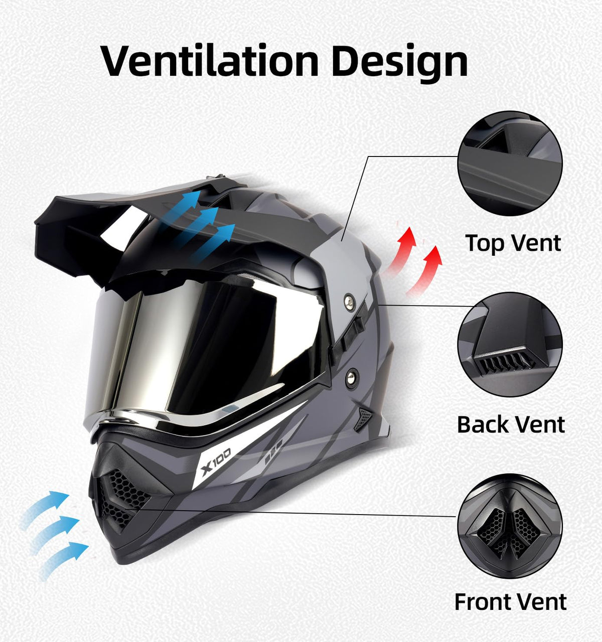 DOT Certified Dual Visor Motorcycle Helmet K220