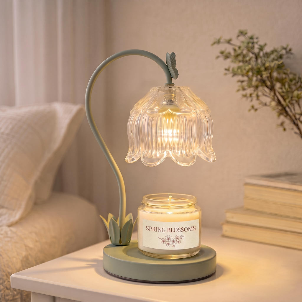 Green Flower Candle Warmer Lamp with Dimmer W7580