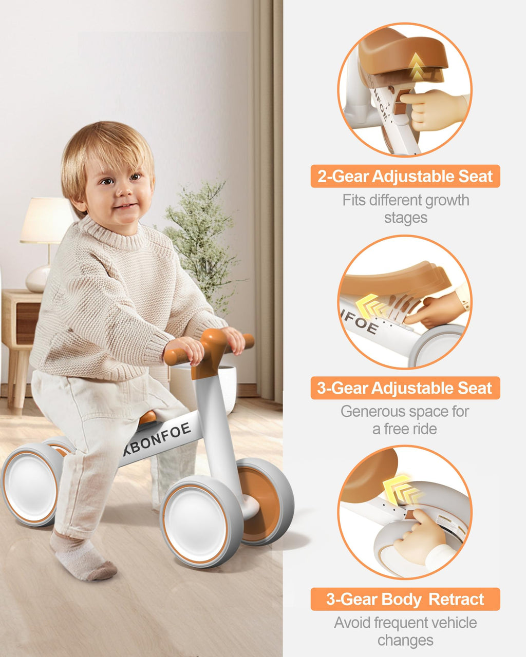 10-24 Month No Pedal Balance Bike with 4 Wheels I5400