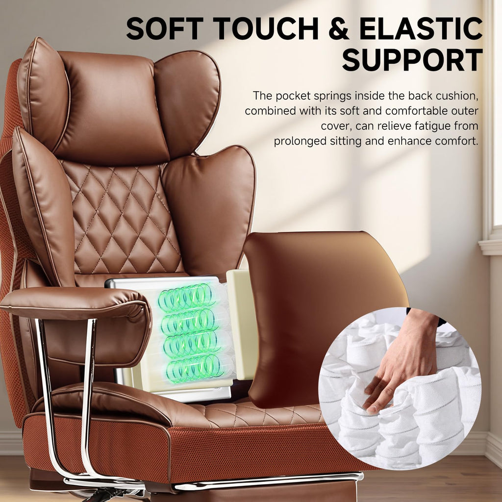 Big and Tall High Back Leather Office Chair with Footrest Q69109