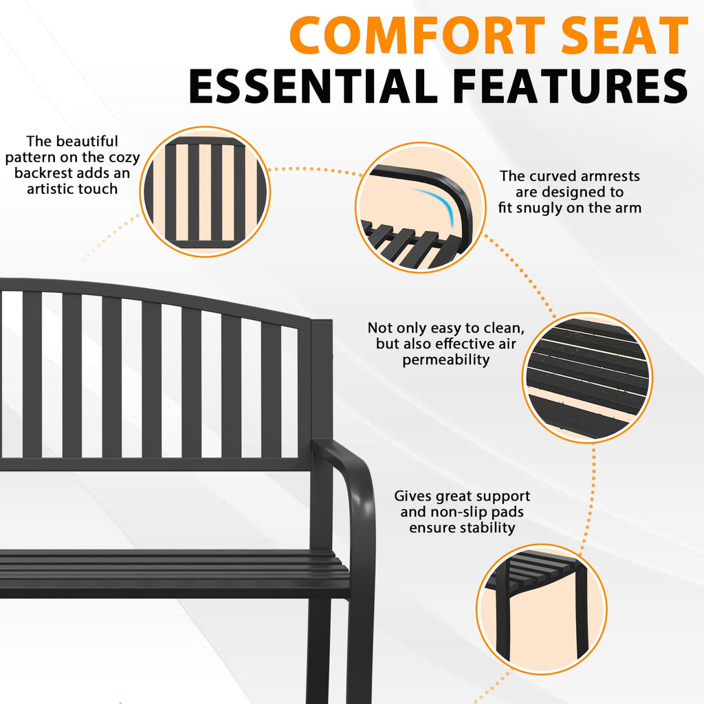 50" Anti-Rust Weatherproof Outdoor Bench T498