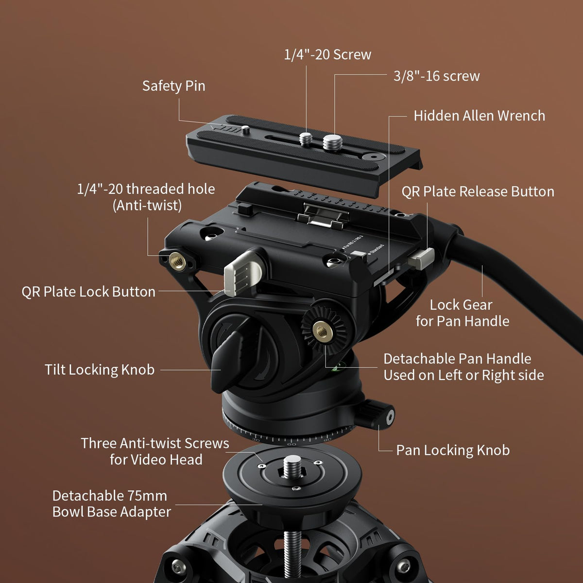 Carbon Fiber Tripod with Fluid Head V6178