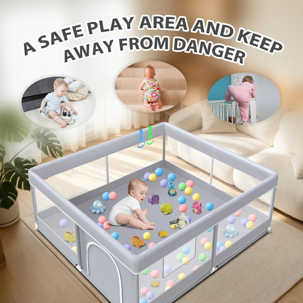 50 x 50 Inch Baby Playpen with Breathable Mesh I1522
