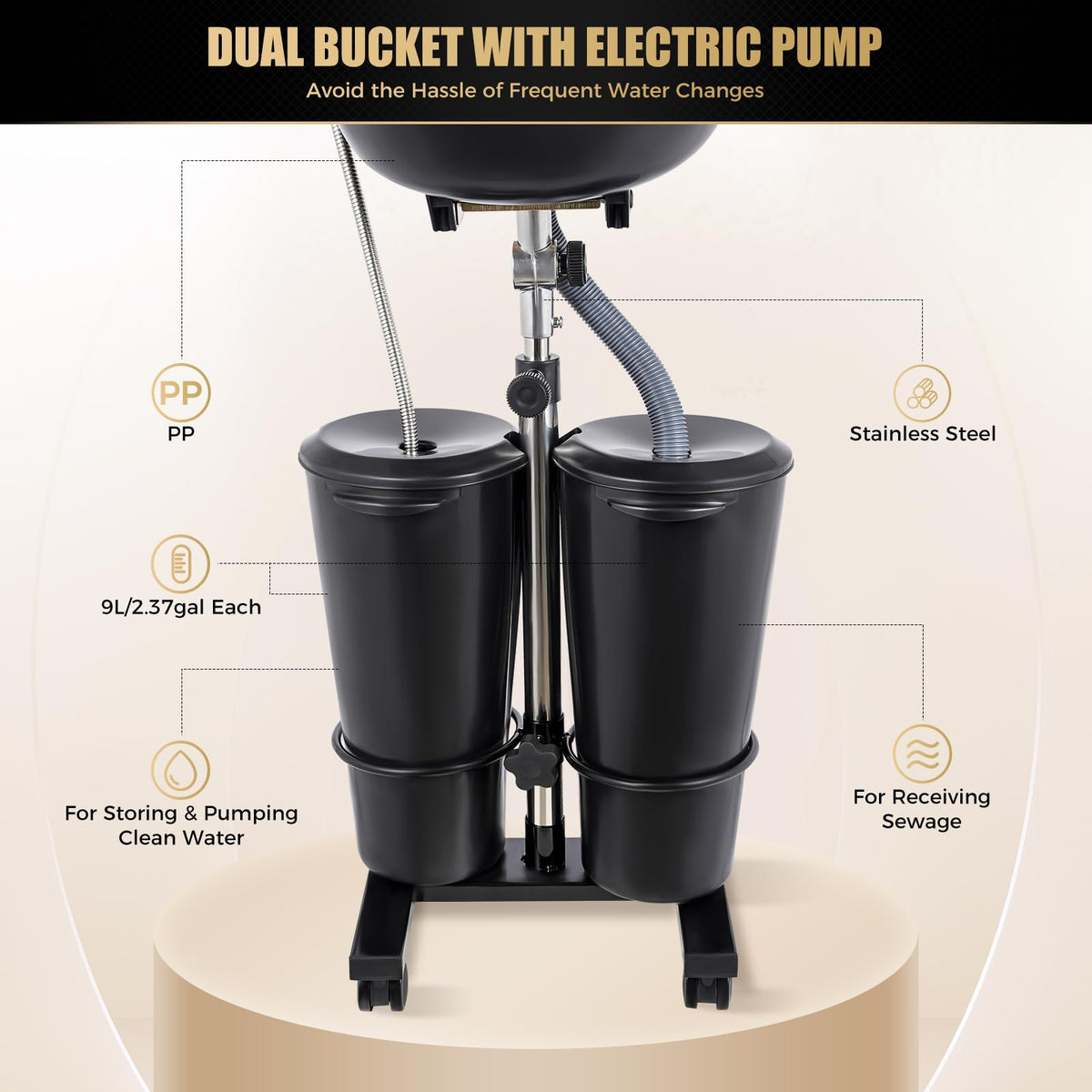 Portable Electric Pump Shampoo Bowl with 2 Buckets R96779