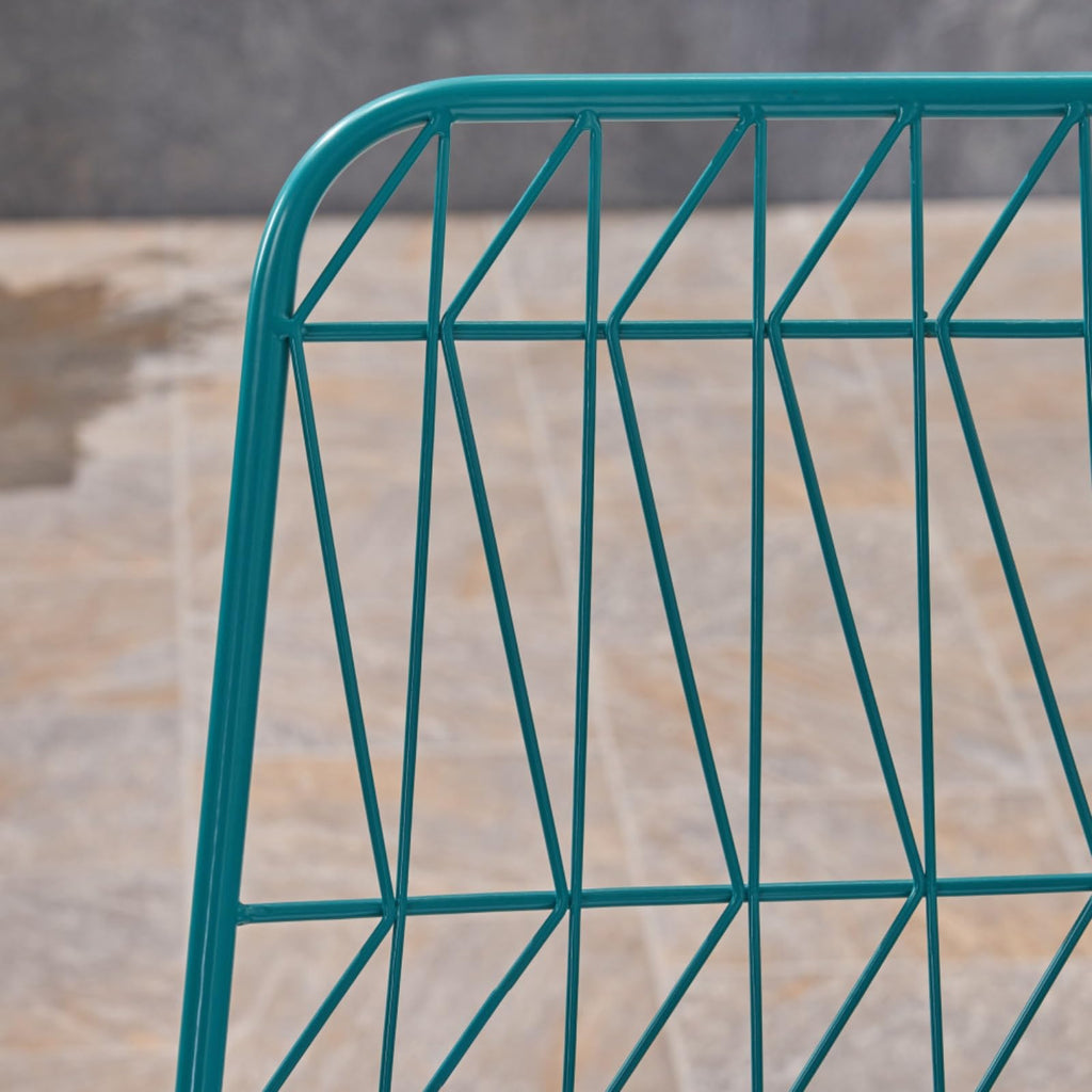 Teal Iron Patio Bar Stools with Cushion, Set of 2 G853981