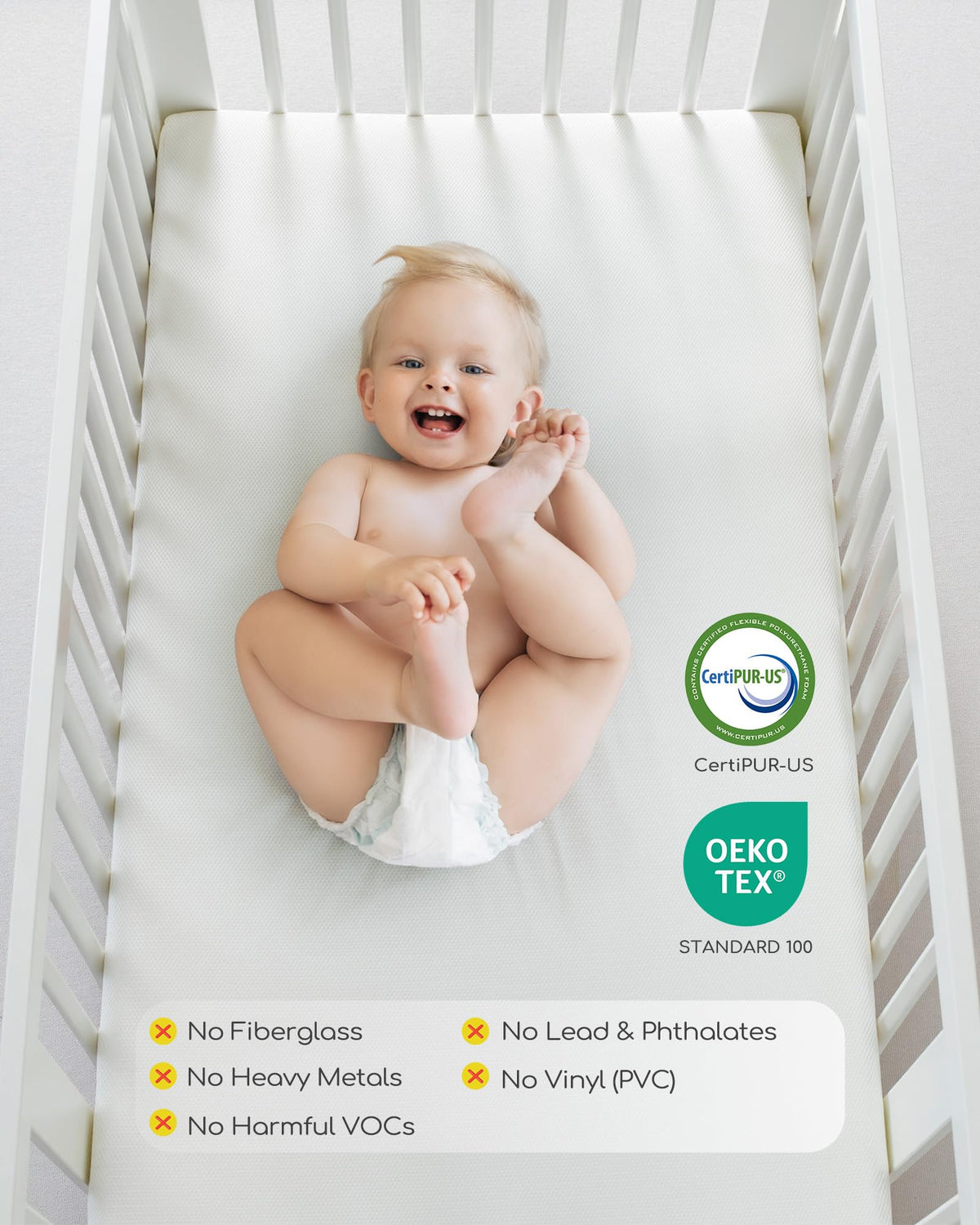 Breathable Standard Full Size Crib Mattress with Waterproof Machine Washable Cover X838
