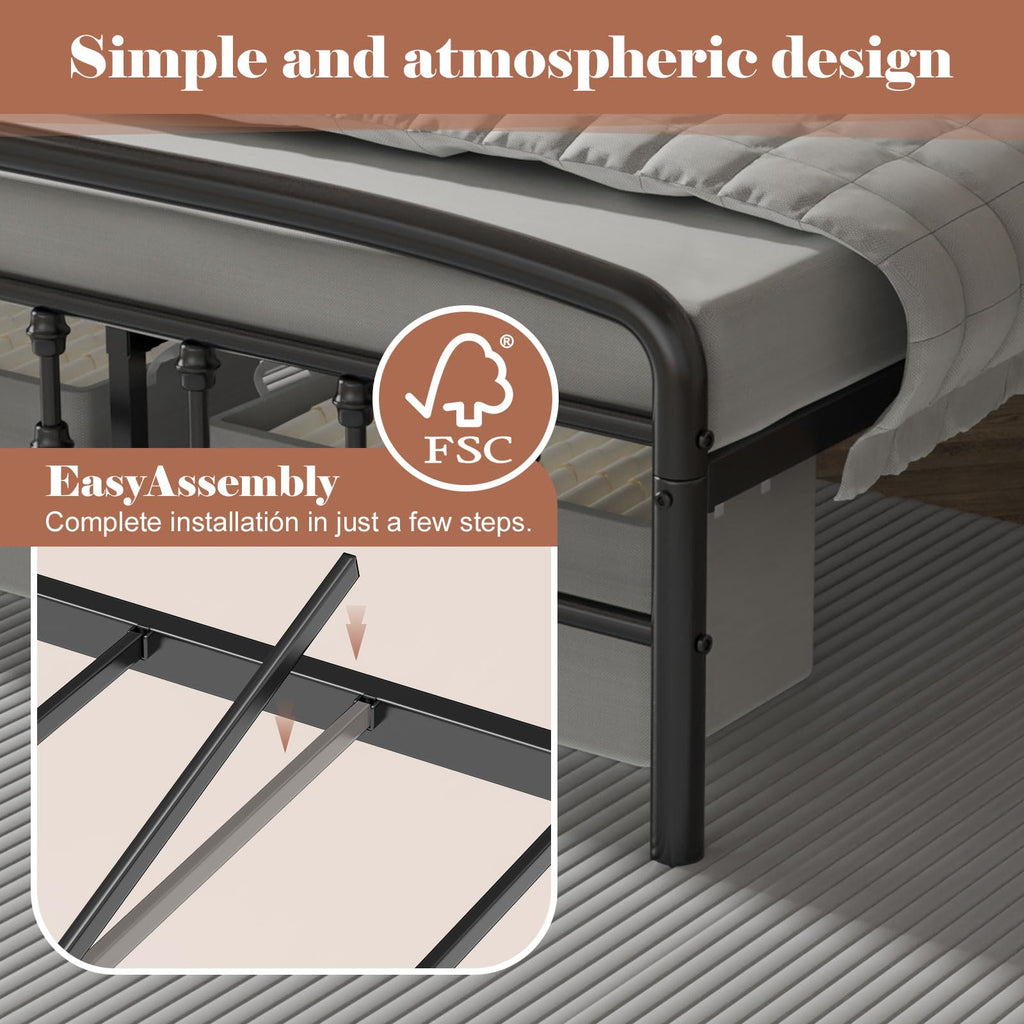Full Size Metal Bed Frame with Headboard P89052