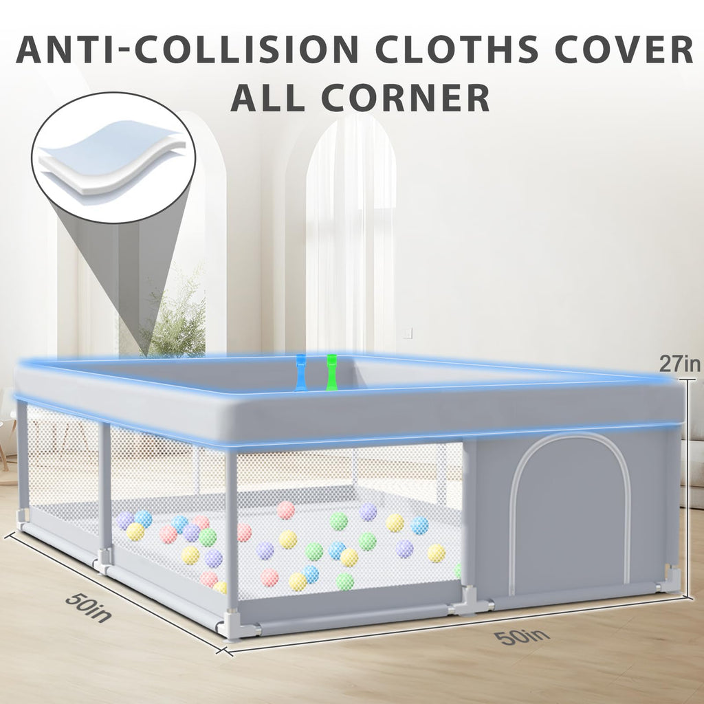 50 x 50 Inch Baby Playpen with Breathable Mesh I1522