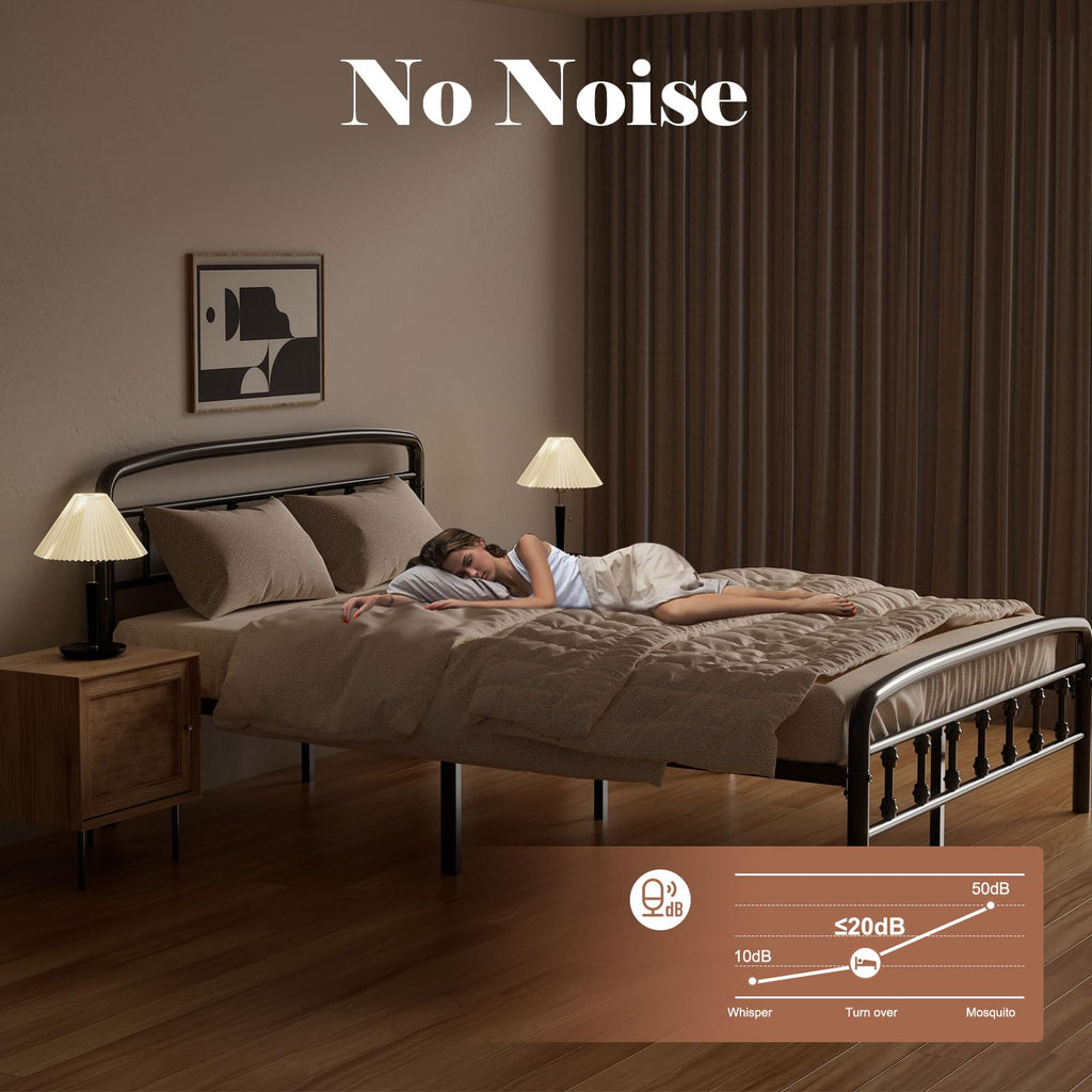 Full Size Metal Bed Frame with Headboard P89052