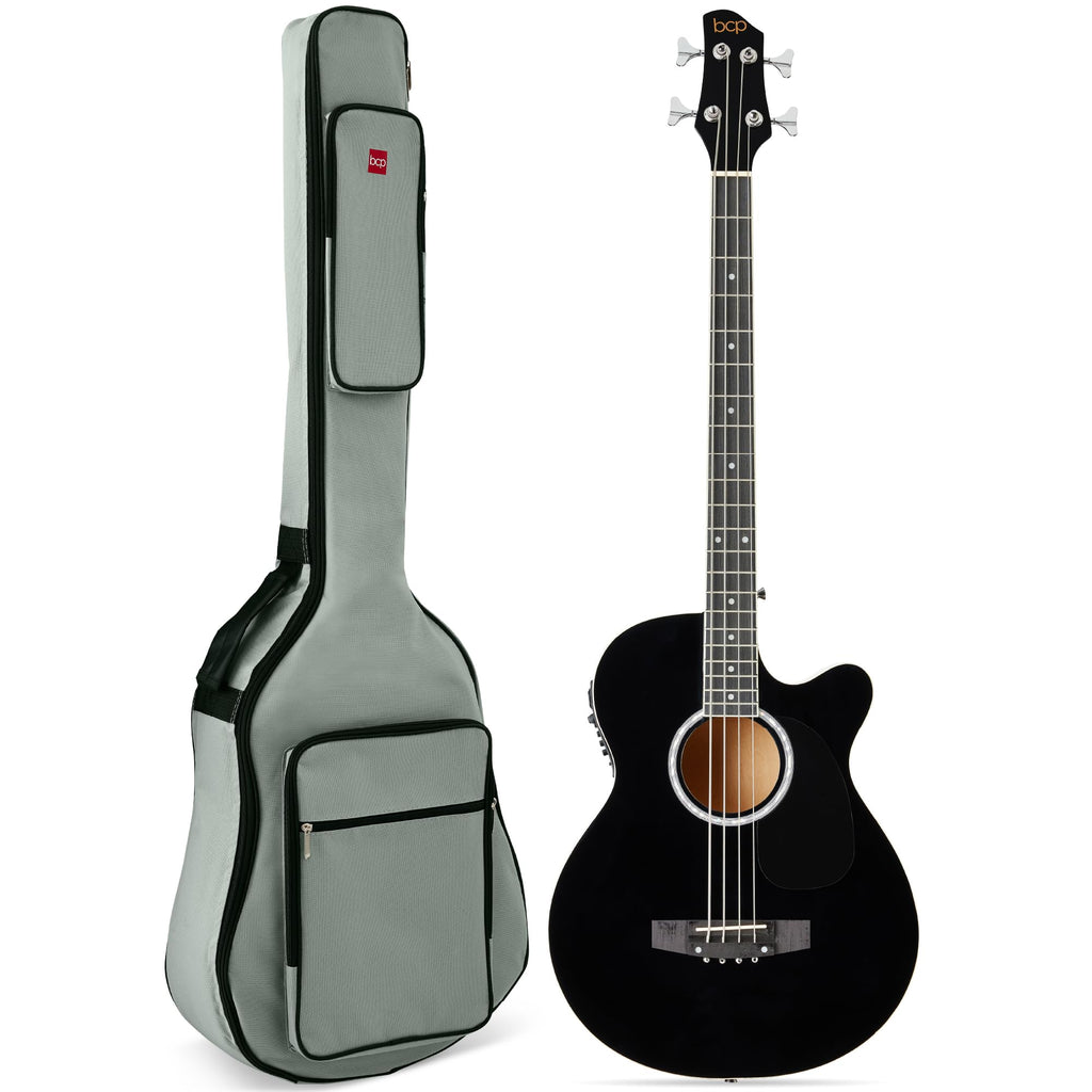 Full Size 4 String Black Acoustic Electric Bass Guitar L7375