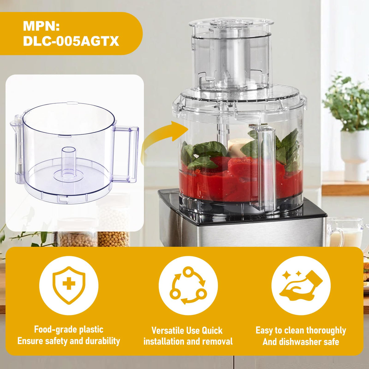 14-Cup Food Processor Work Bowl with Gray Handle I941