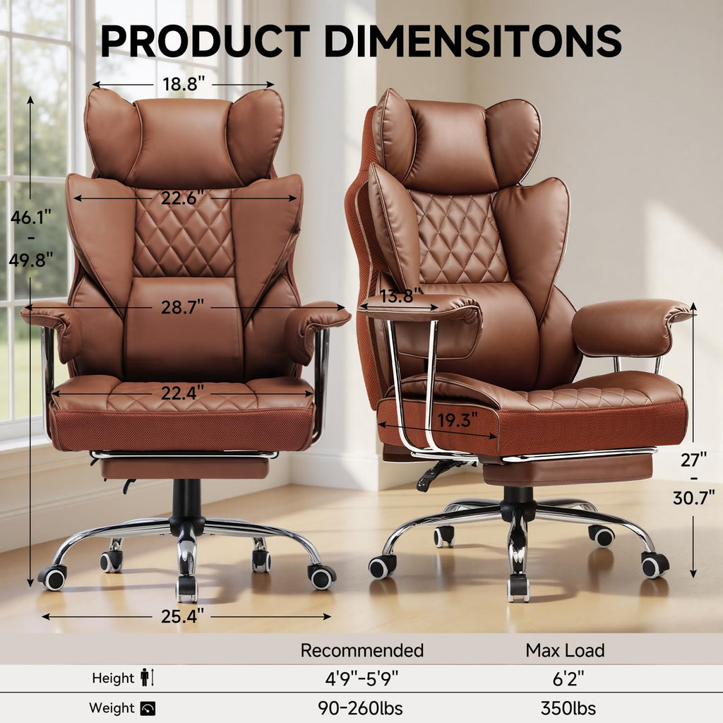 Big and Tall High Back Leather Office Chair with Footrest Q69109