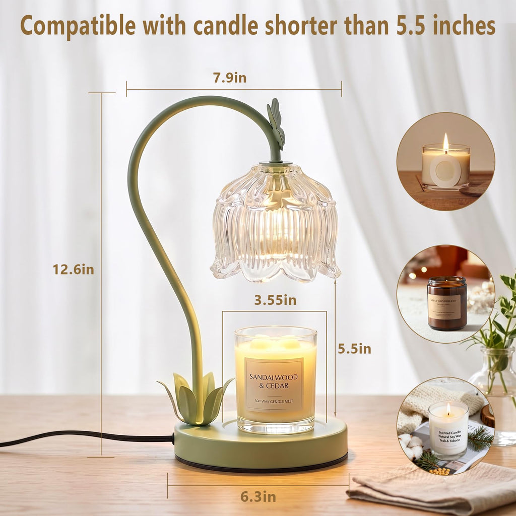Green Flower Candle Warmer Lamp with Dimmer W7580