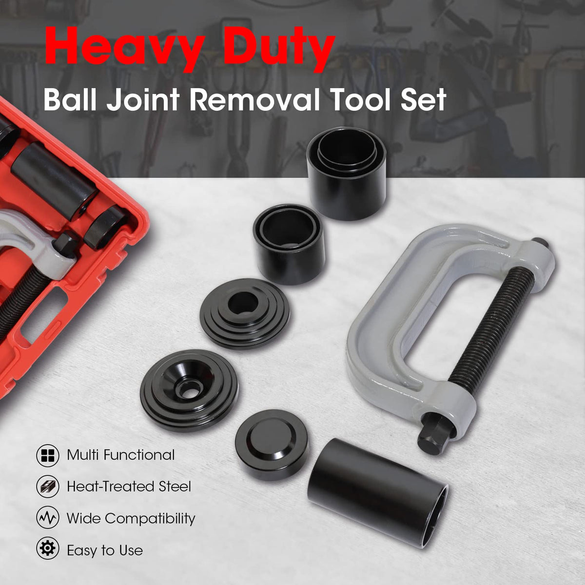 Ball Joint Press and U Joint Removal Kit, 10 PCS with Storage Case J21802