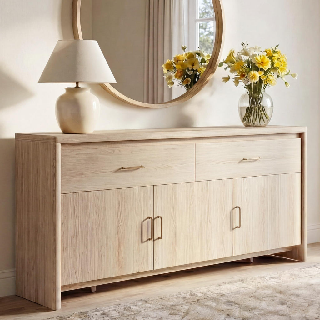 59" Wood Sideboard Buffet Cabinet with Adjustable Shelves & Drawers J2728