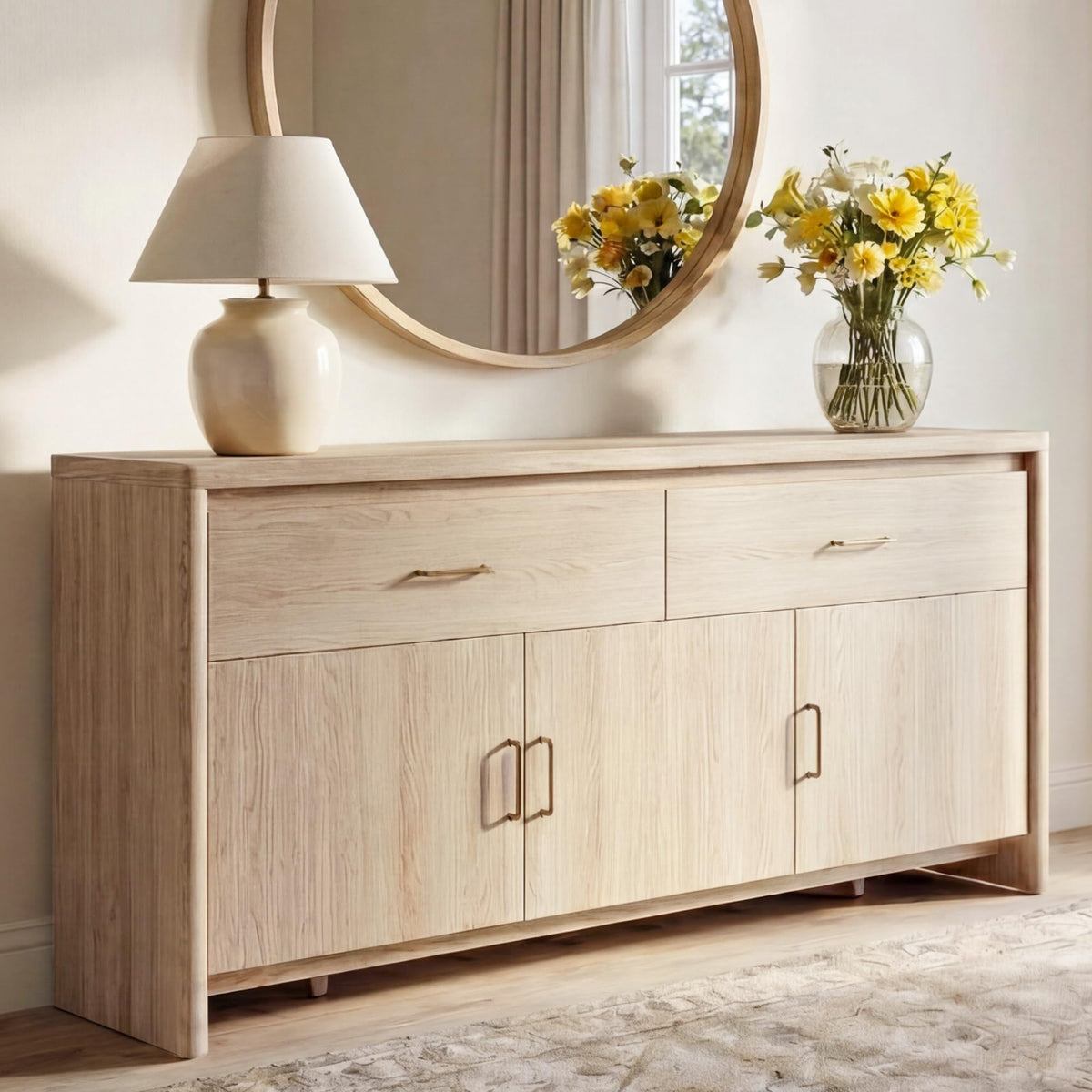 59" Wood Sideboard Buffet Cabinet with Adjustable Shelves & Drawers J2728