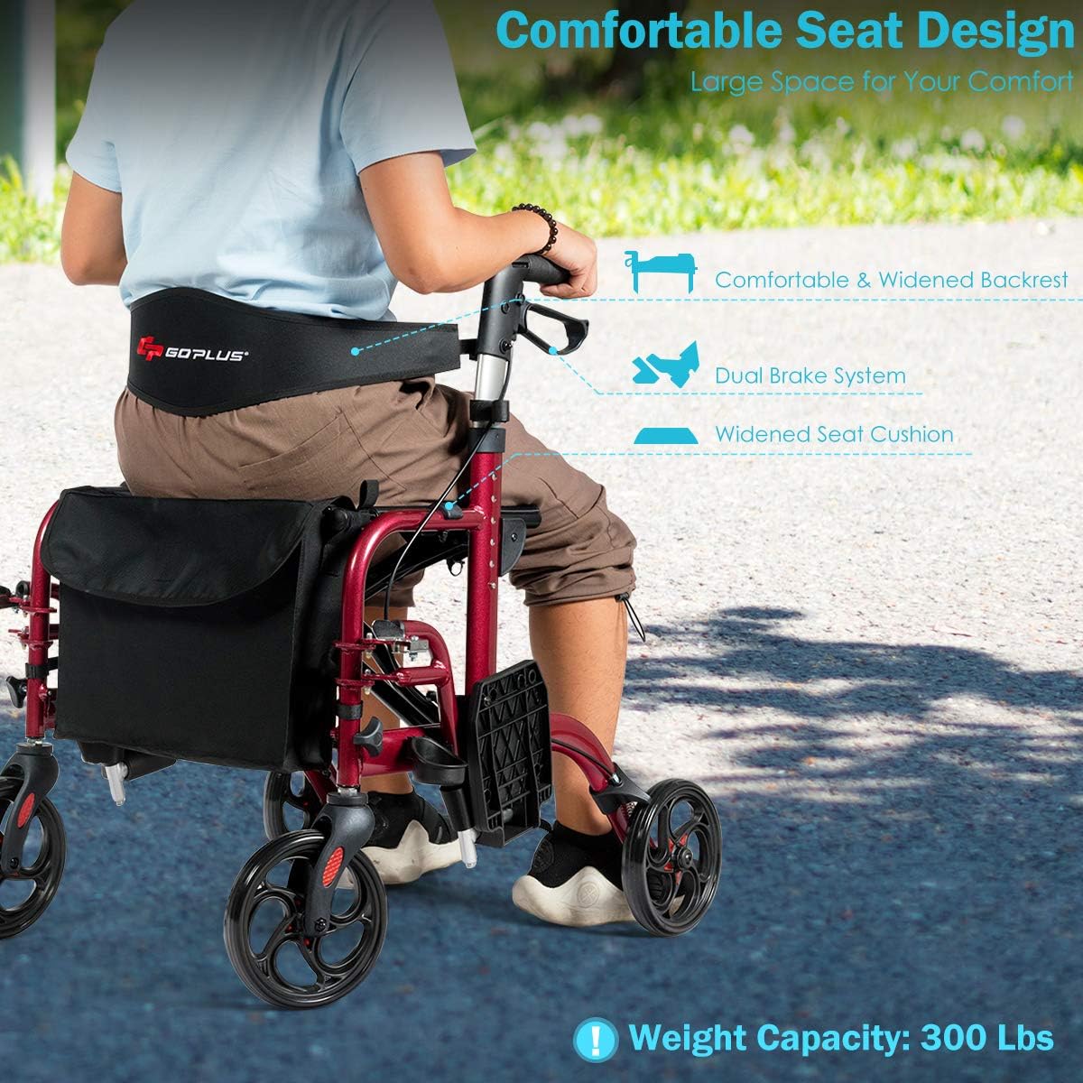 2 in 1 Folding Rollator Walker with Seat S70332