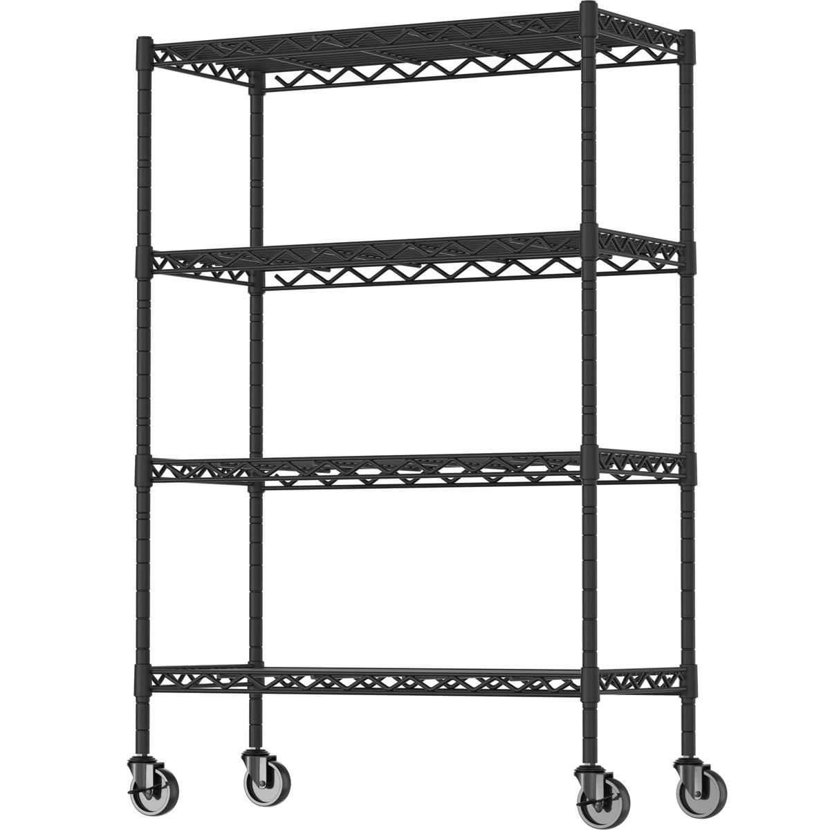 4-Shelf Adjustable Metal Storage Shelving Unit on Wheels, Black E525834
