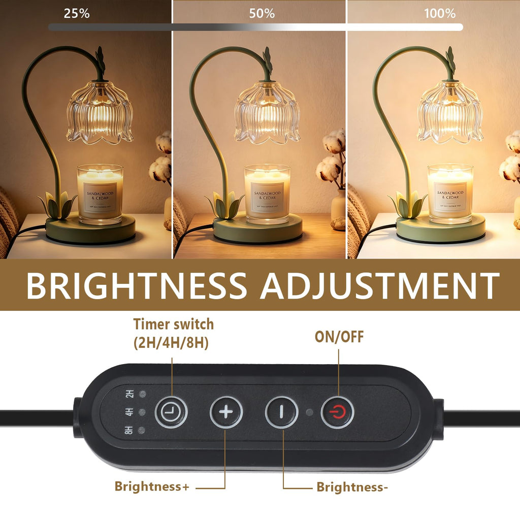Green Flower Candle Warmer Lamp with Dimmer W7580