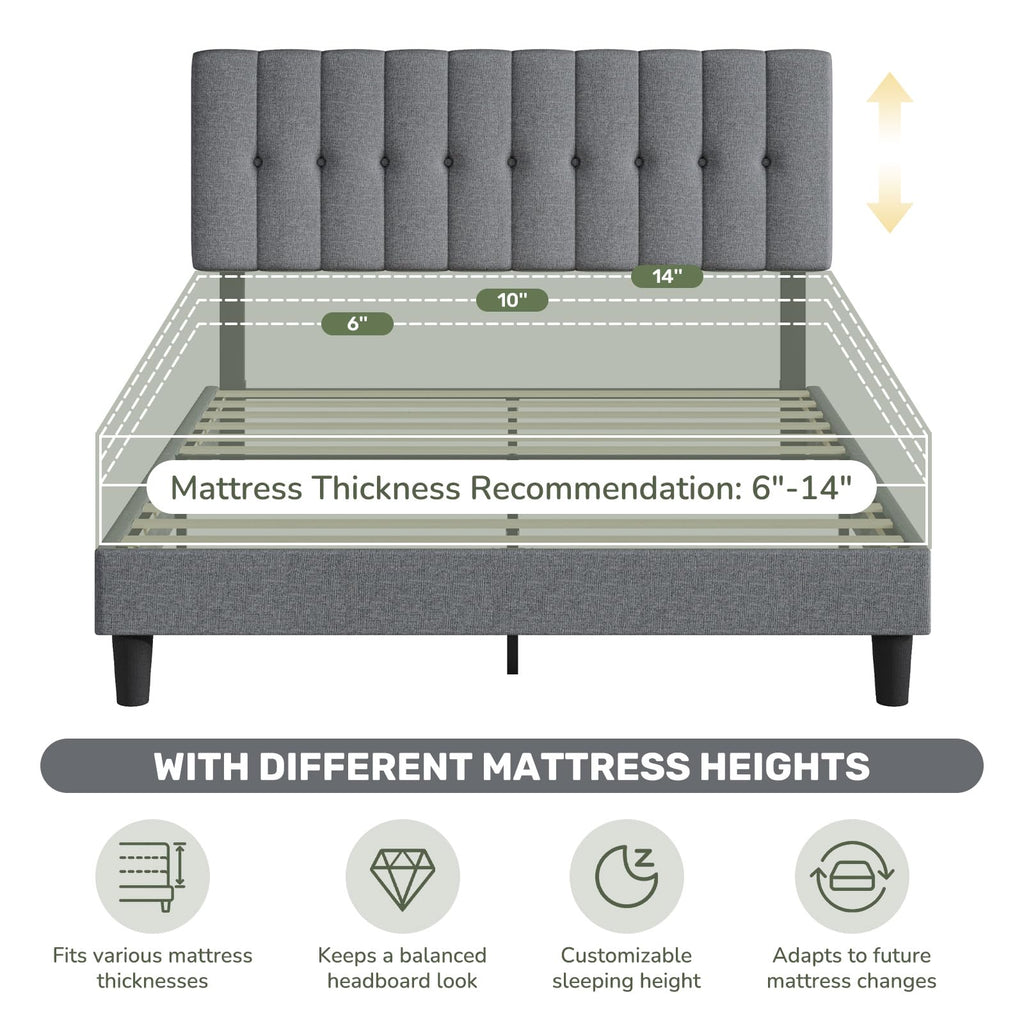 Queen Size Bed Frame with Headboard J1357