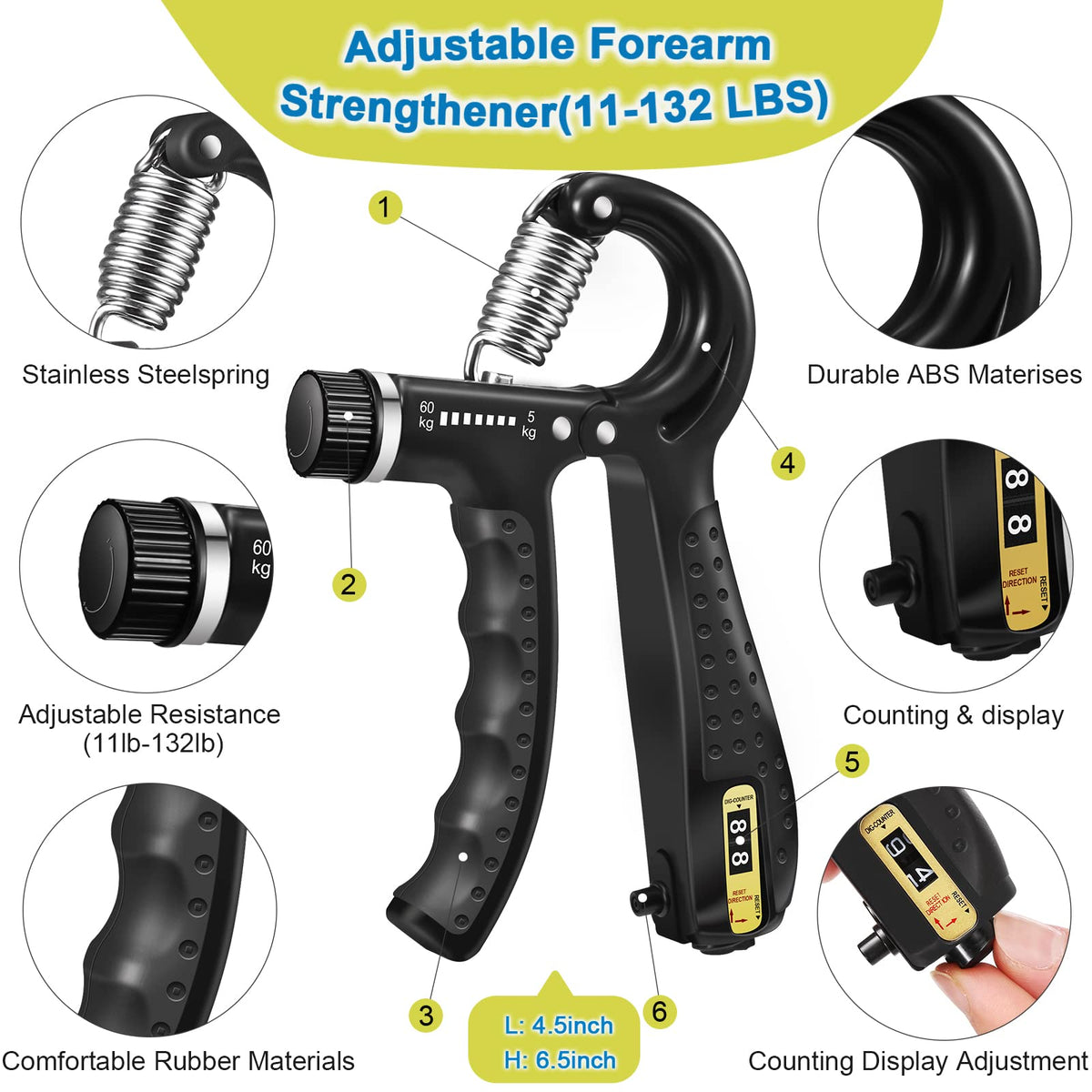 5 Pack Silicone Hand Grip Strengthener Kit Q192