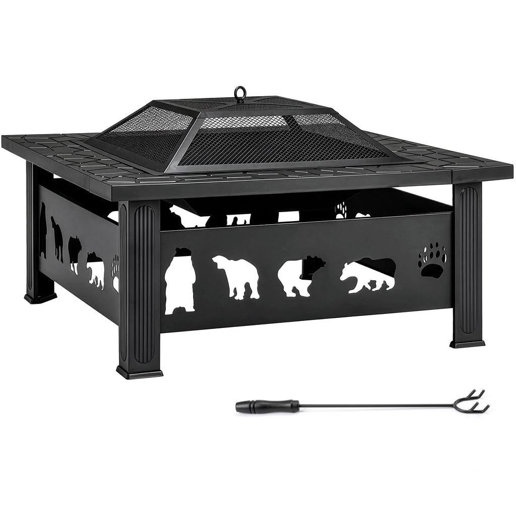 32" Outdoor Wood Burning Fire Pit Table O2763