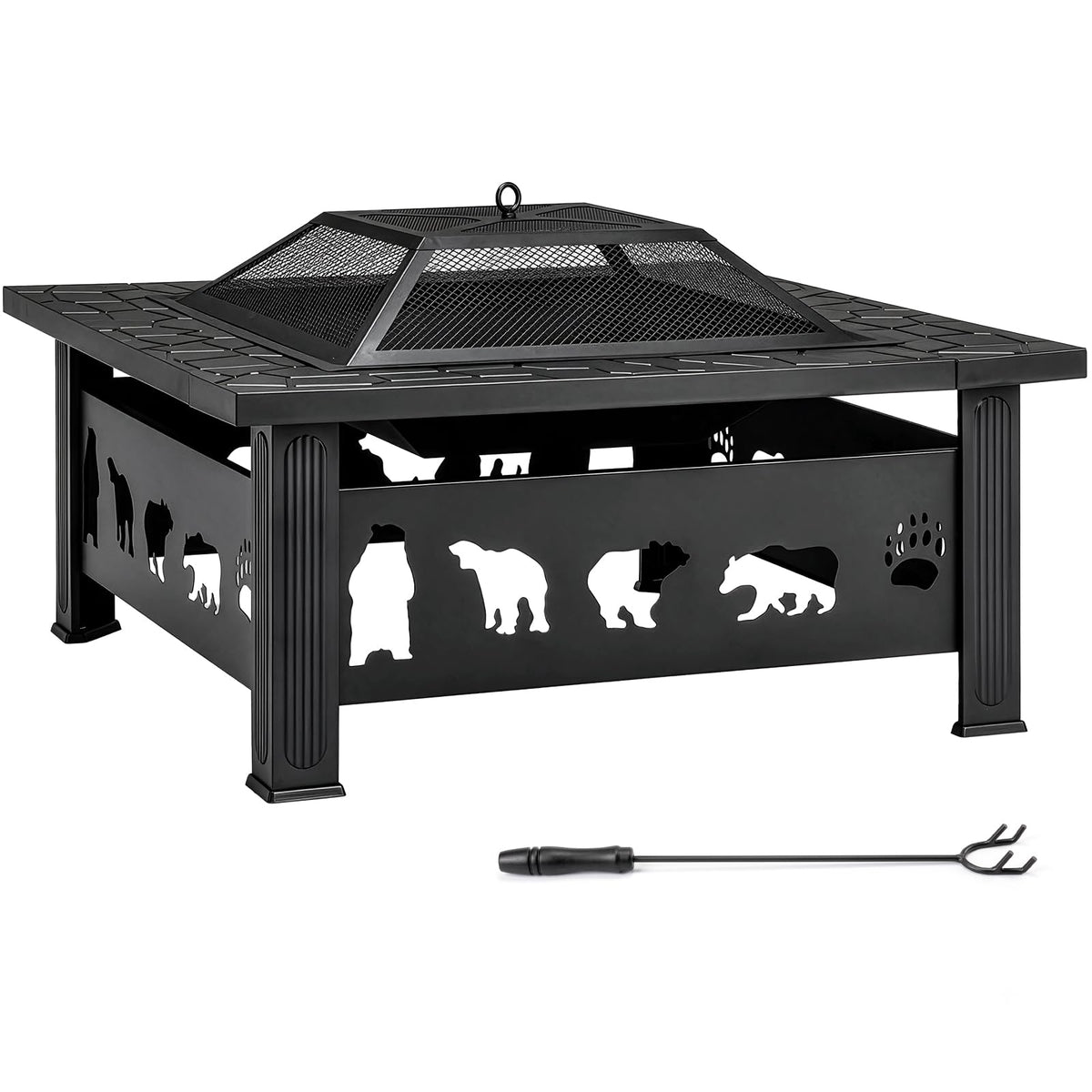 32" Outdoor Wood Burning Fire Pit Table O2763