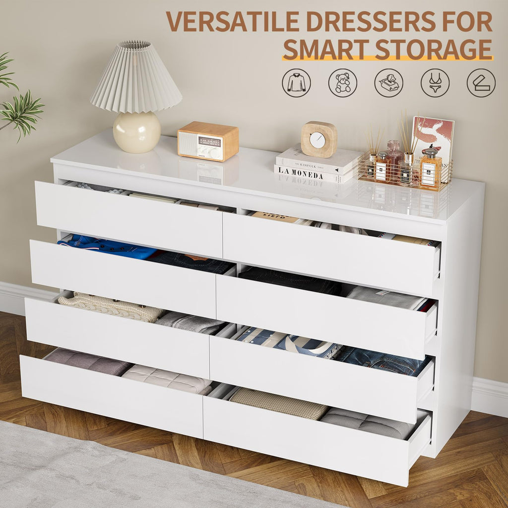 White 8 Drawer Wood Dresser C82528