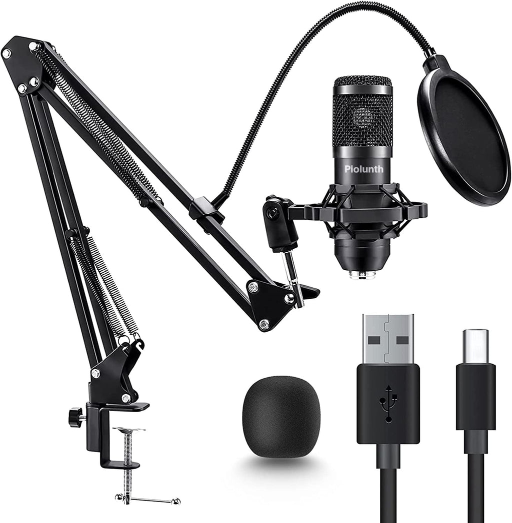 USB Microphone 192kHz/24bit Cardioid Condenser Studio Mic Kit with Boom Arm Y371