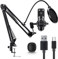 USB Microphone 192kHz/24bit Cardioid Condenser Studio Mic Kit with Boom Arm Y371