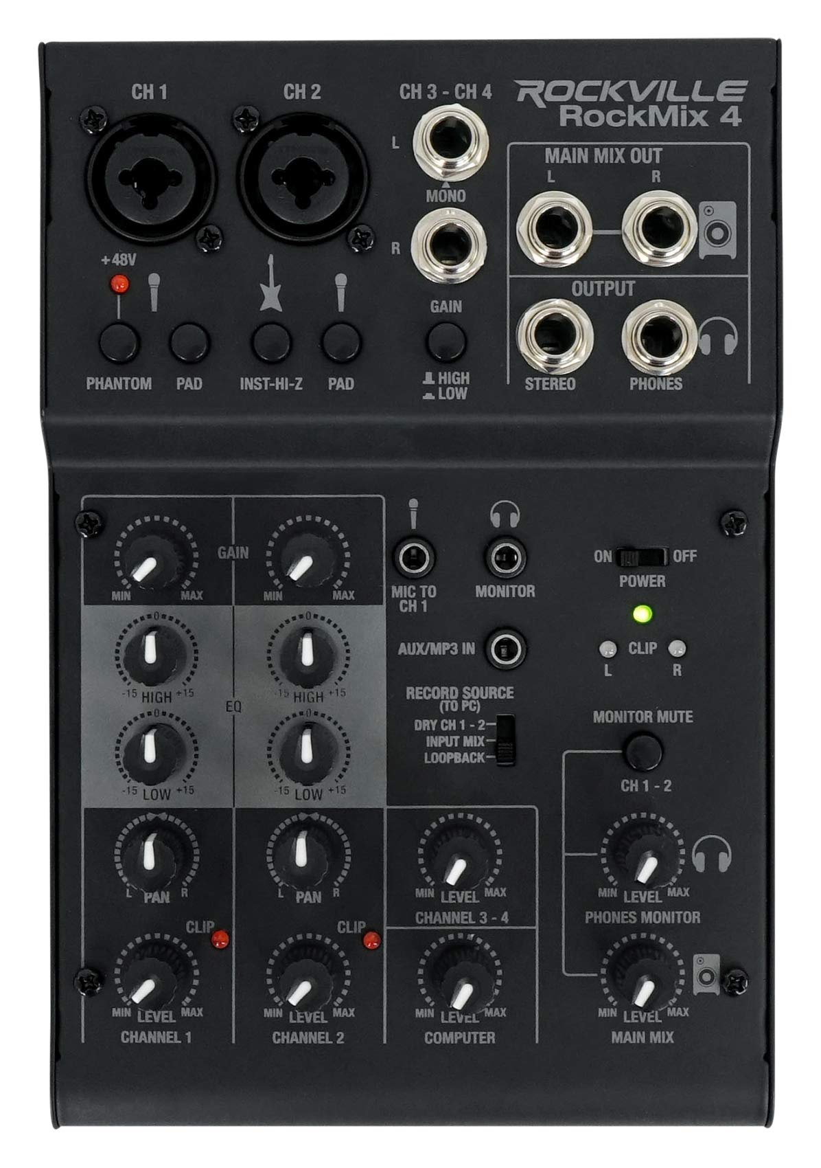 4-Channel Pro Recording Mixer with USB Interface A643014
